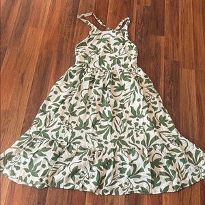 Floral Green and White Dress